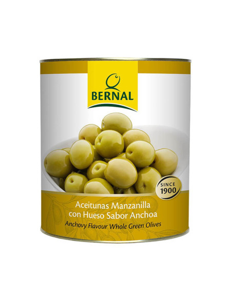 Stone-in Green Manzanilla Olives, 4.3Kg Catering Size Tin