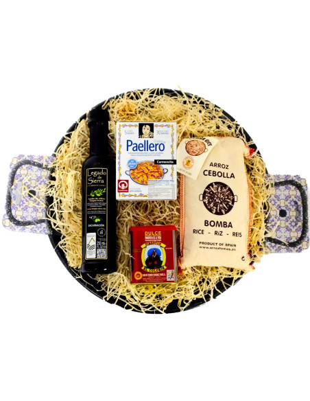 ENAMELLED Paella Cooking Kit incl. Paella Pan, Bomba Rice, Spices