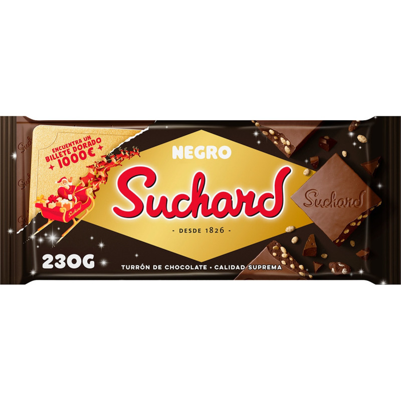 Turron de Dark Chocolate Nougat with Puffed Rice- Suchard (230g)