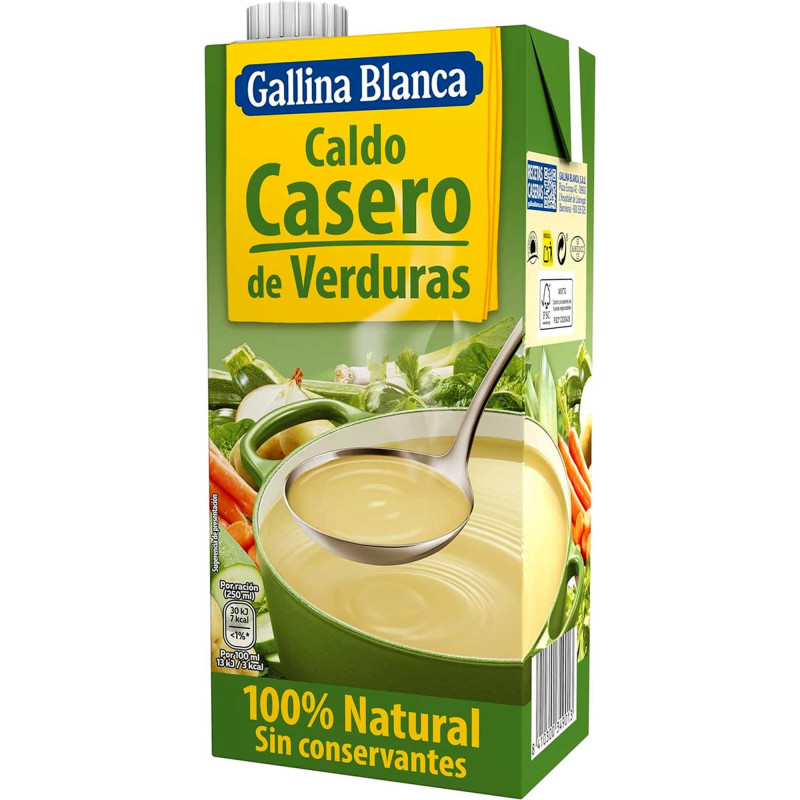 100% Natural Vegetable Stew Broth Gallina Blanca Casero de Verduras 1L